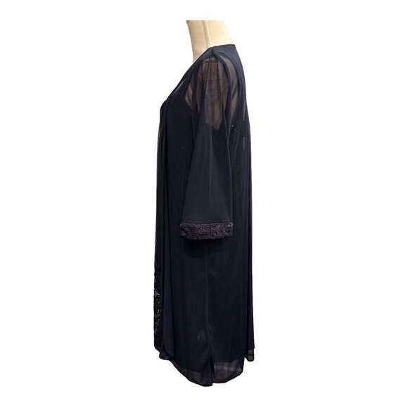 R&M Richards Womens 14 Sequin Midi Dress With Sheer Jacket Blue Halter Formal - Picture 3 of 16